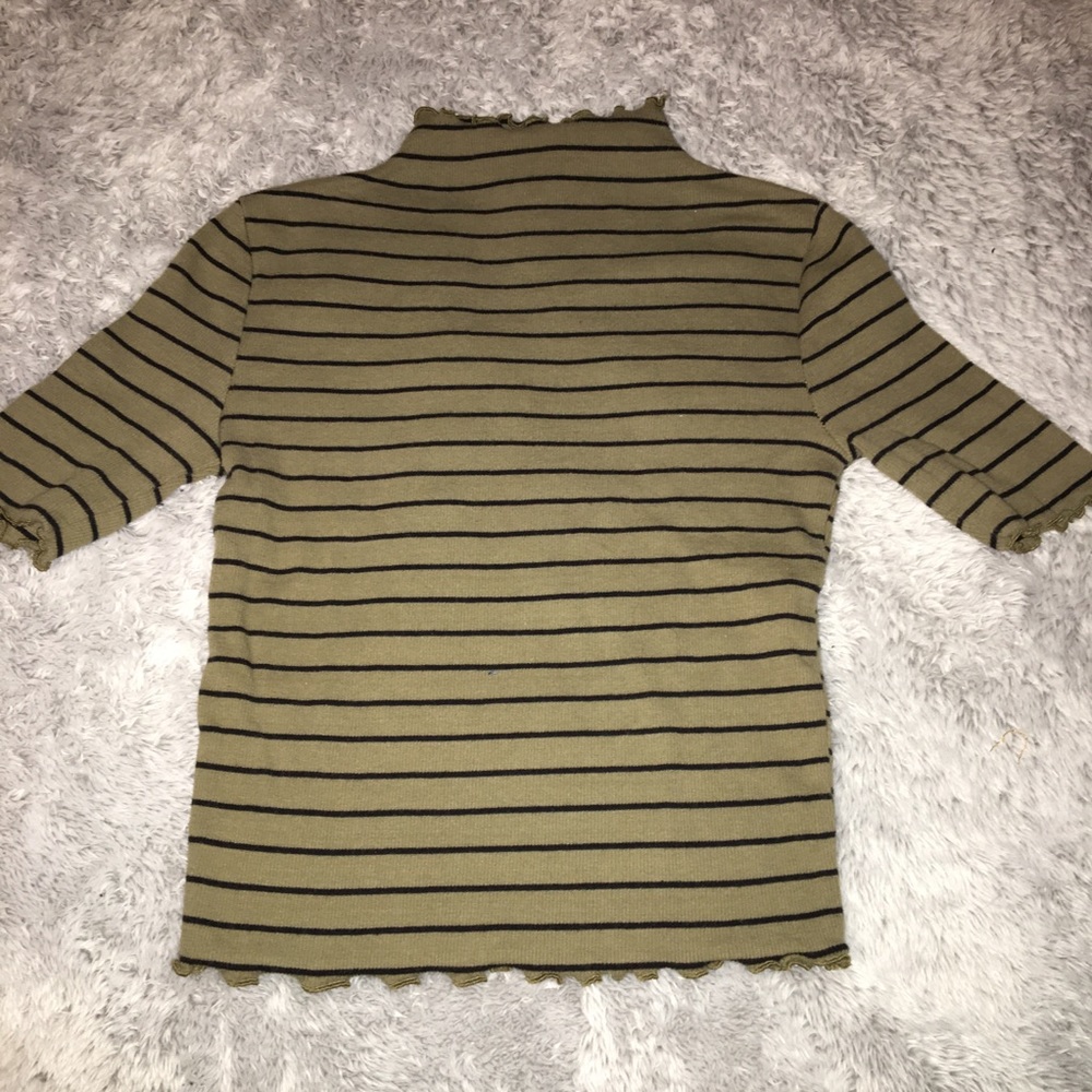 olive green, striped shirt. size XS/S